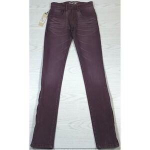 Taker Skinny Jeans Men 30x36 Purple Ankle Zip Stacked Moto Grunge Stretch New